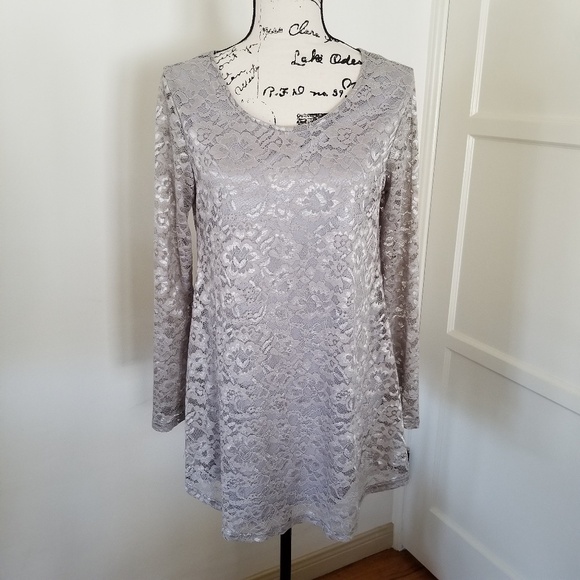 Laksmi Tops - Soft Surroundings Laksmi Silver Lace Evening Tunic